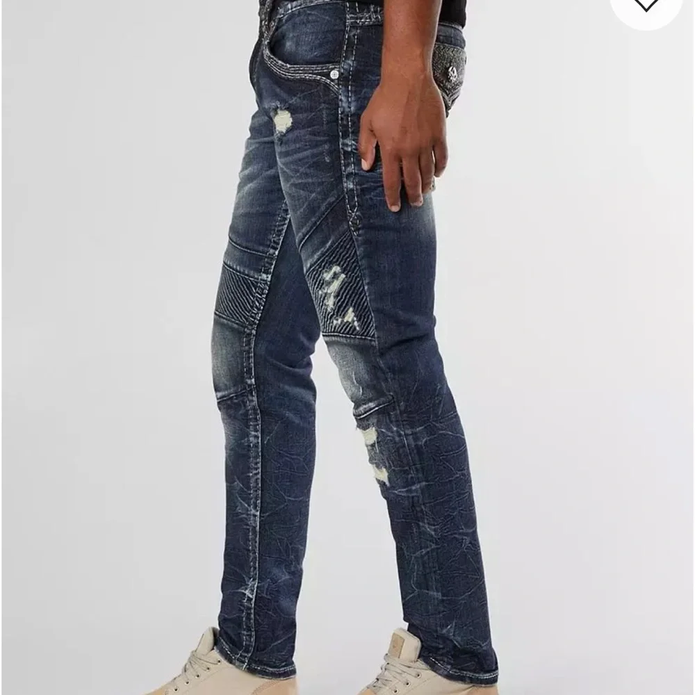 Rock Revival Chase Biker Dark Blue Relaxed Men's Jeans collectors edition - Picture 4 of 13